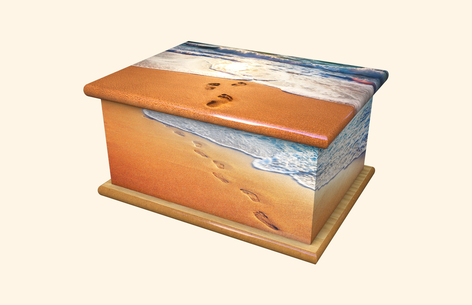 Sandy Footprints adult ashes casket
